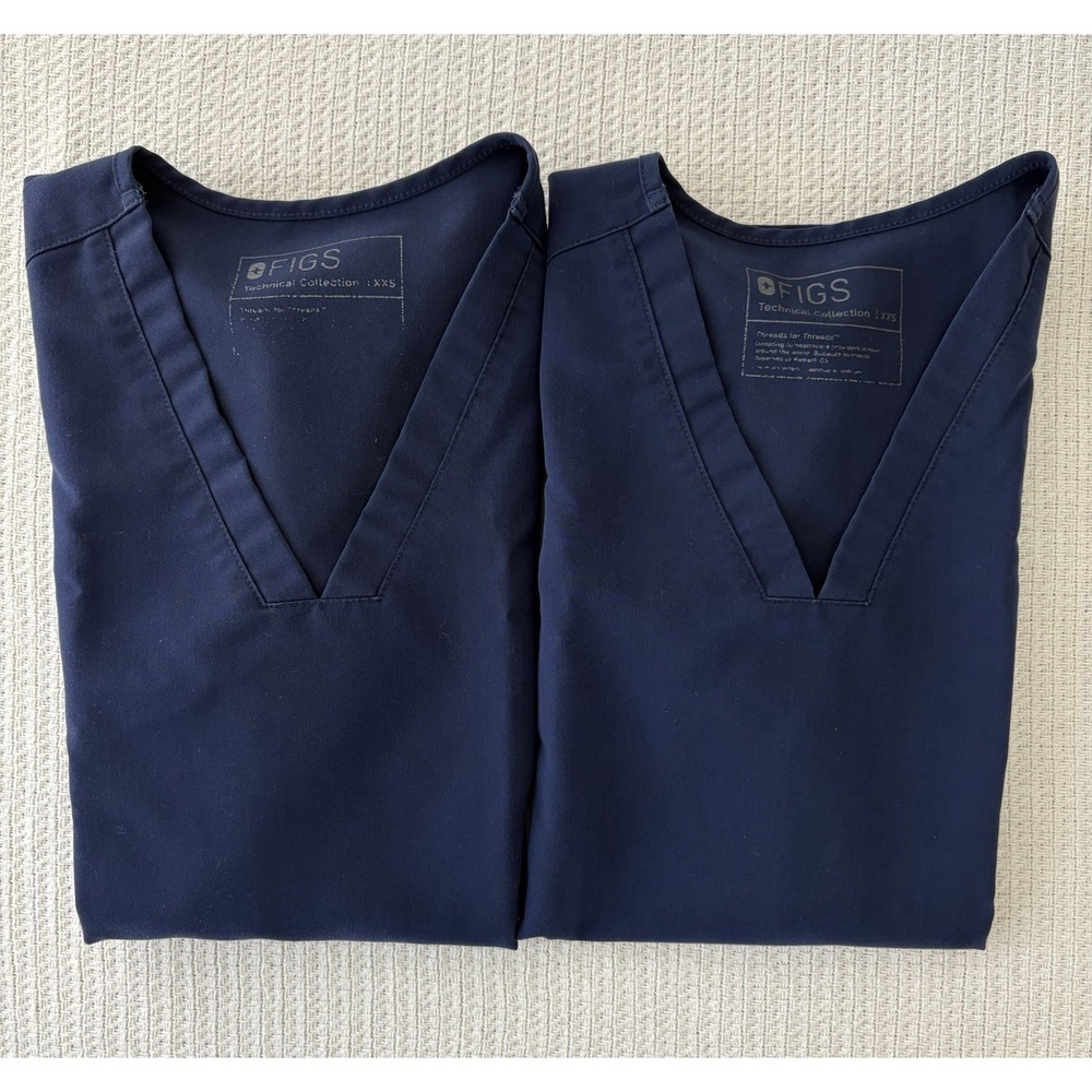 Figs Women's Technical Collection Scrub Set XXS- Blue LOT OF 2